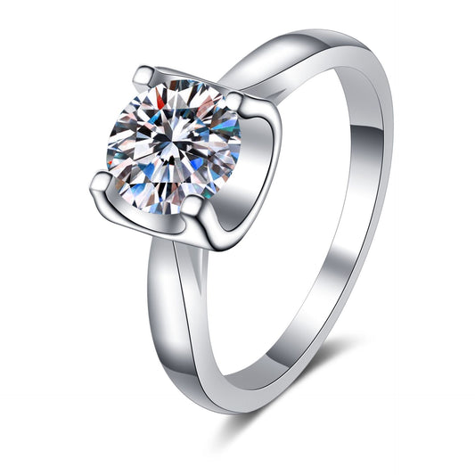 Round cut Moissanite Ring in 925 Sterling Silver 0.5ct 1ct