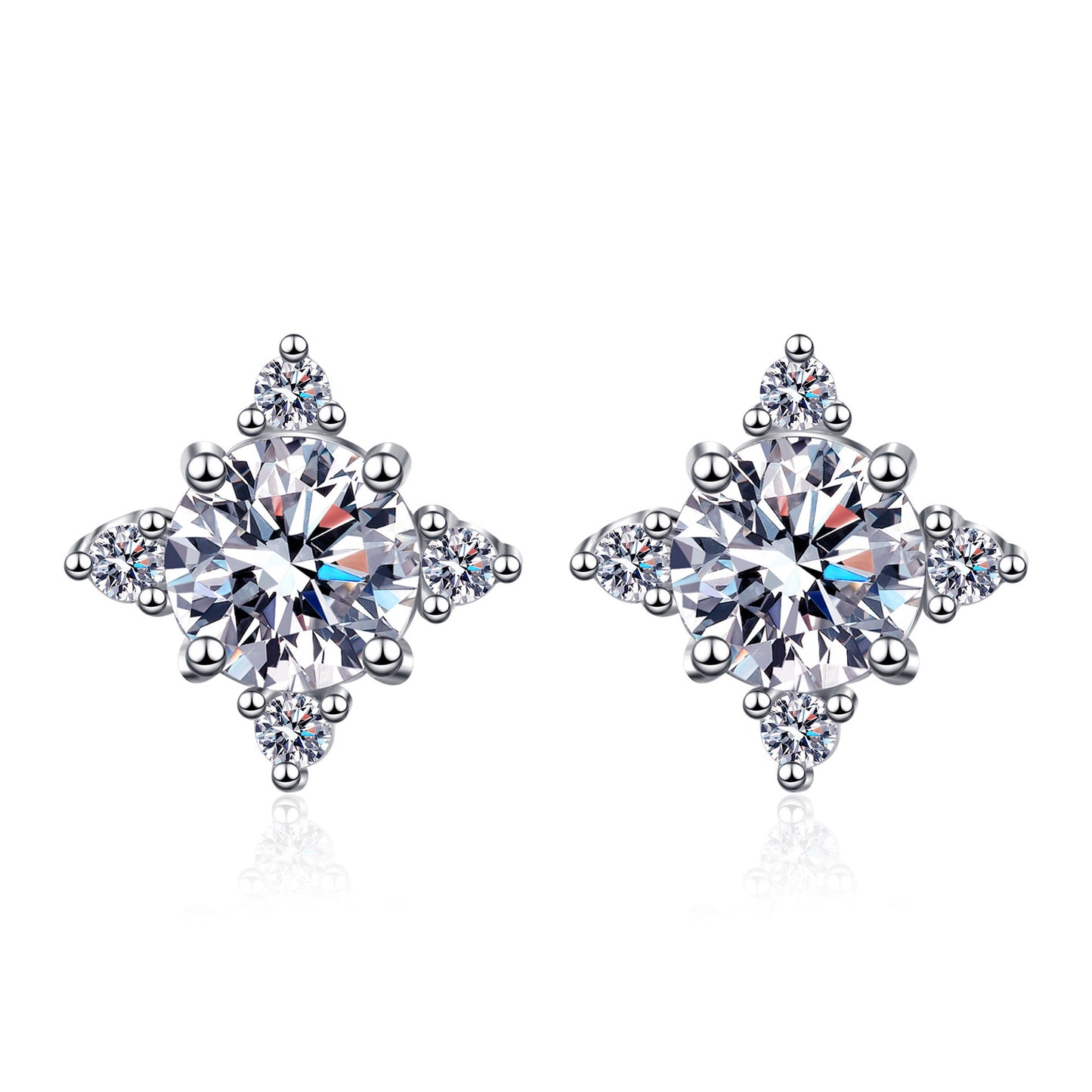 Round cut Moissanite Earrings in 925 Sterling Silver 1ct 2ct