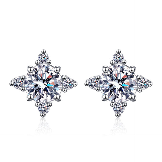 Round cut Moissanite Earrings in 925 Sterling Silver 1ct 2ct