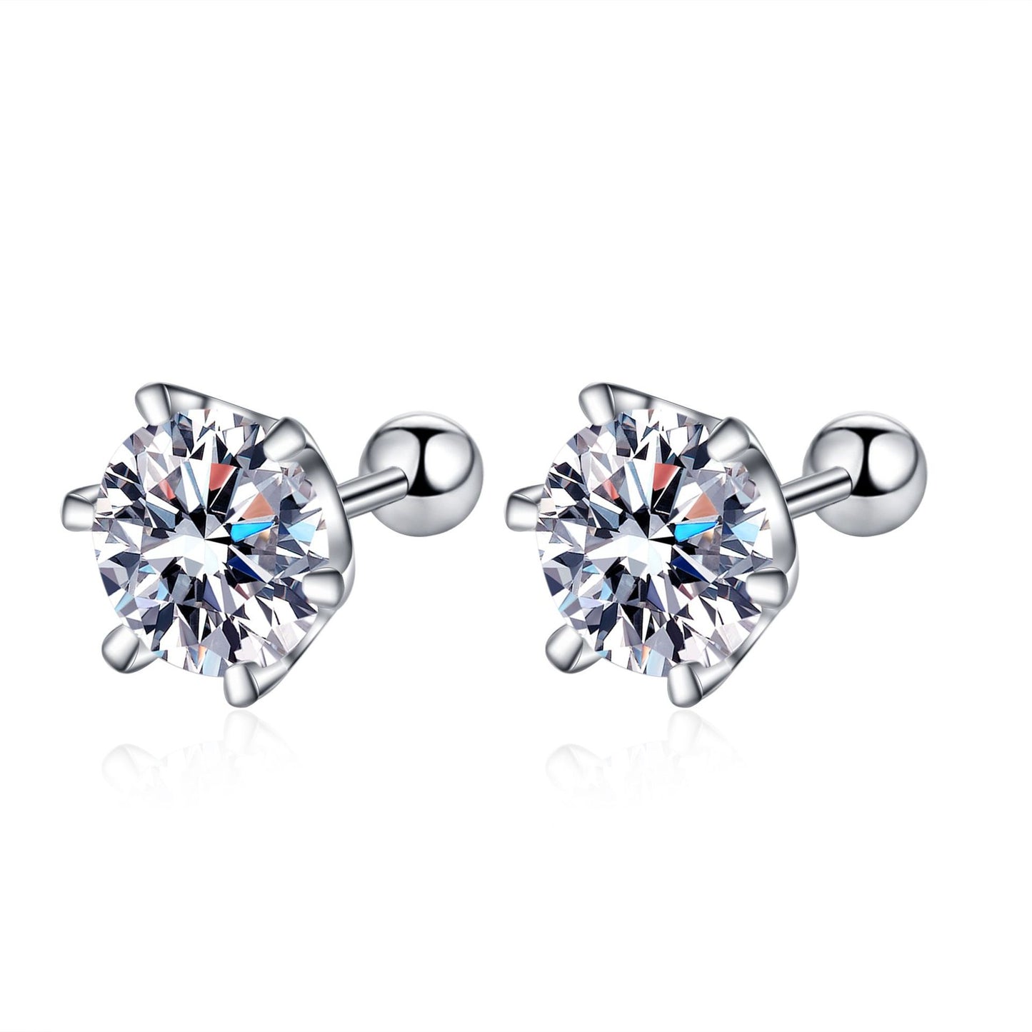 Round cut Moissanite Earrings in 925 Sterling Silver 0.4ct 0.6ct 1ct 1.6ct 2ct 4ct