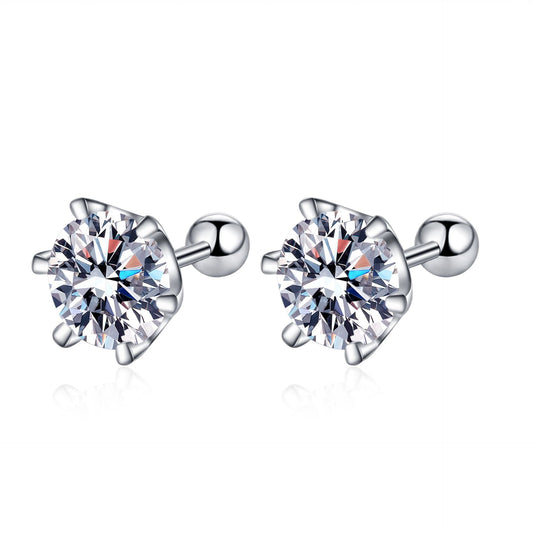 Round cut Moissanite Earrings in 925 Sterling Silver 0.4ct 0.6ct 1ct 1.6ct 2ct 4ct