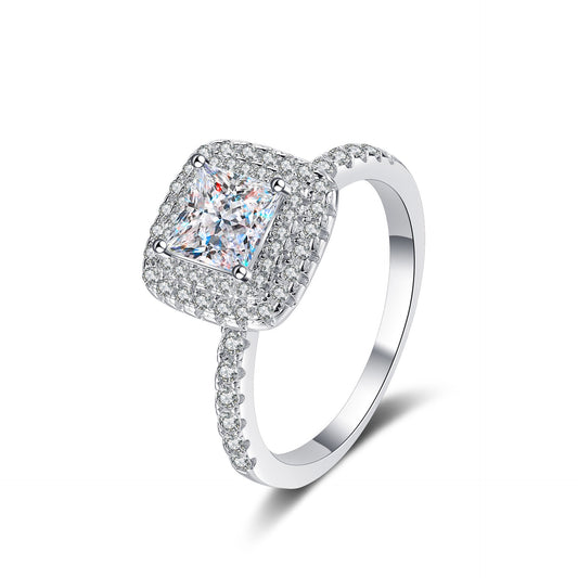 Princess cut Moissanite Ring in 925 Sterling Silver 1ct