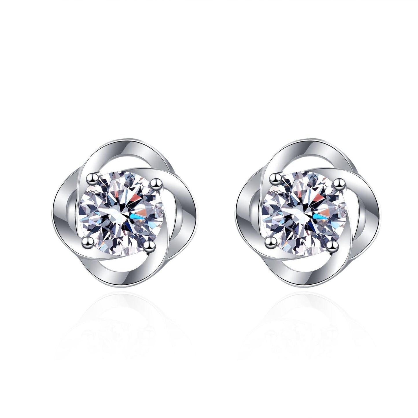 Round cut Moissanite Earrings in 925 Sterling Silver 0.6ct 1ct