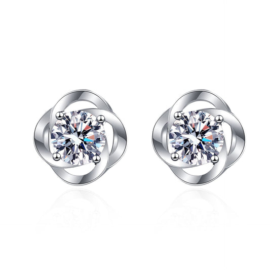 Round cut Moissanite Earrings in 925 Sterling Silver 0.6ct 1ct