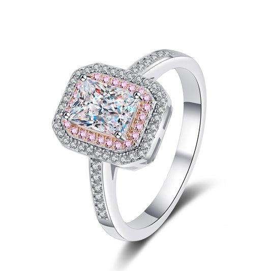 Radiant cut Moissanite Ring in 925 Sterling Silver 1ct