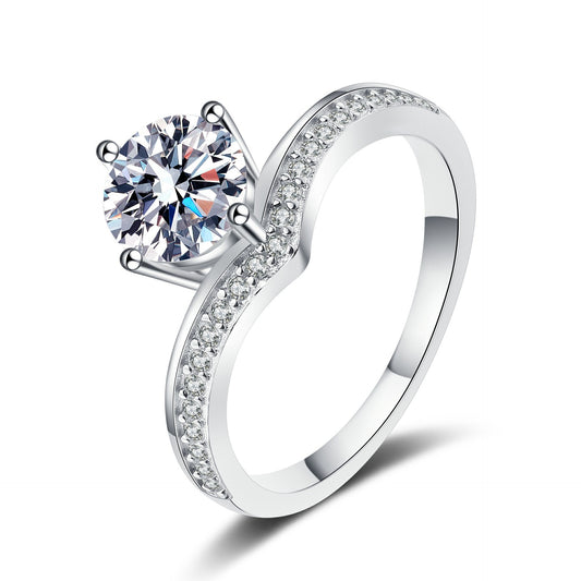 Round cut Moissanite Ring in 925 Sterling Silver 0.5ct 1ct 2ct