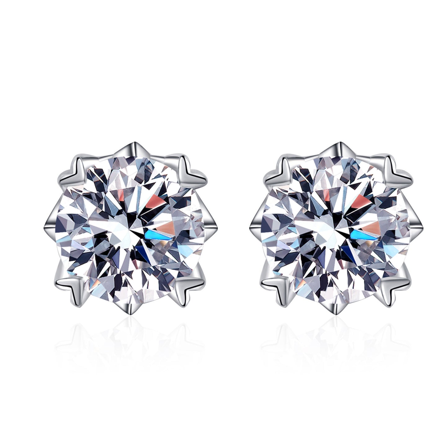 Round cut Moissanite Earrings in 925 Sterling Silver 0.6ct 1ct 2ct 4ct