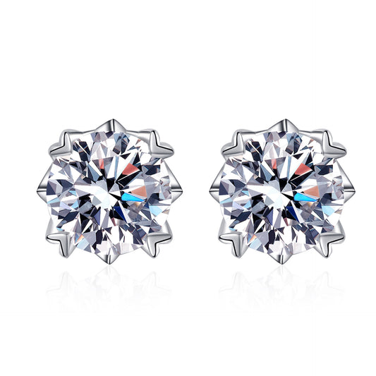 Round cut Moissanite Earrings in 925 Sterling Silver 0.6ct 1ct 2ct 4ct