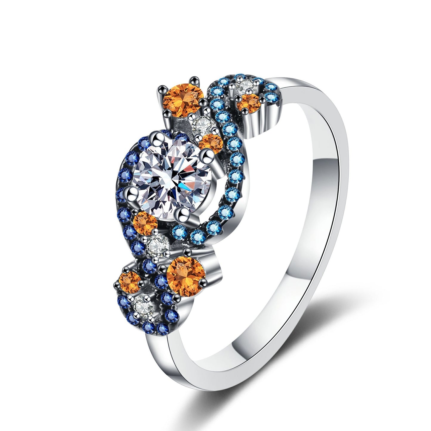 Round cut Moissanite Ring in 925 Sterling Silver 0.5ct