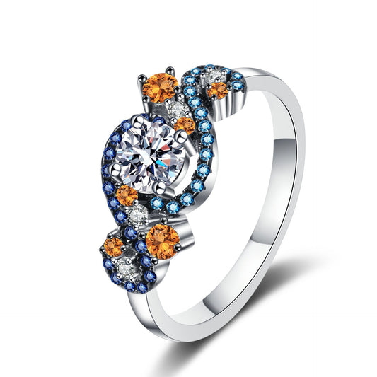 Round cut Moissanite Ring in 925 Sterling Silver 0.5ct