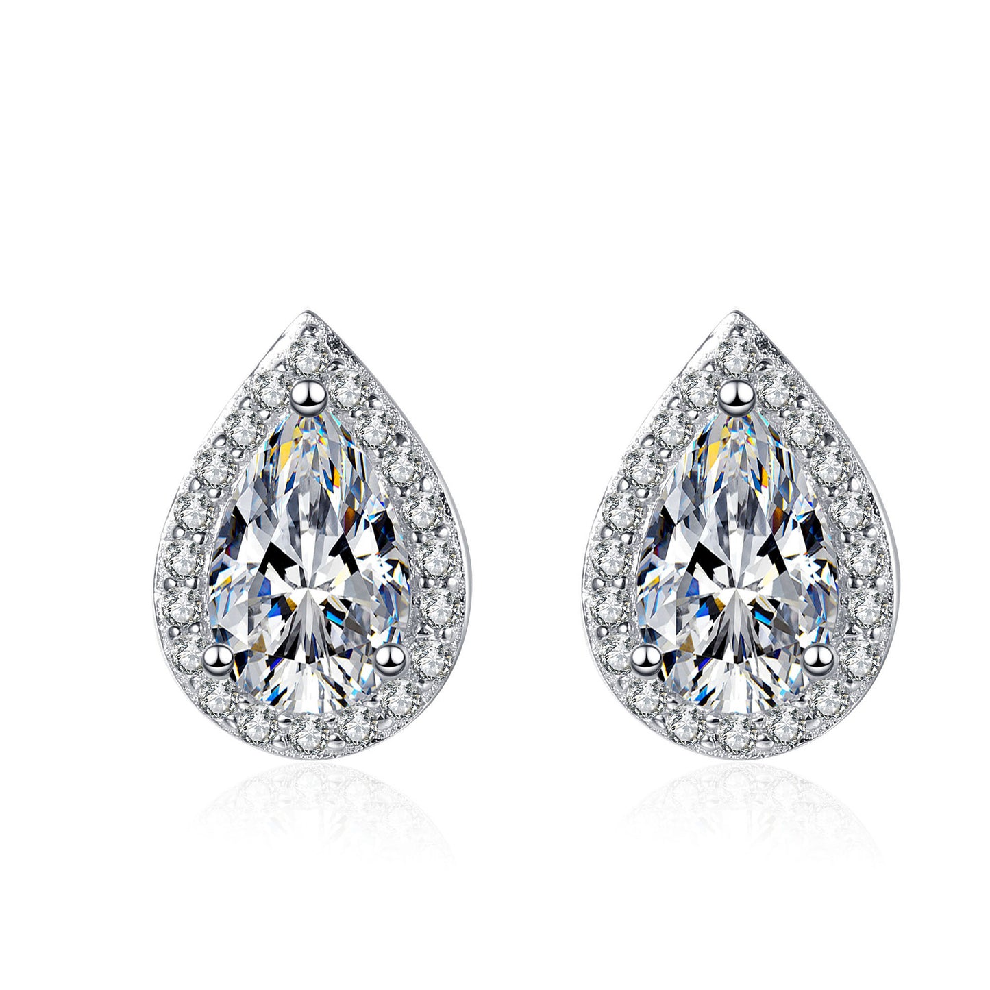 Pear cut Moissanite Earrings in 925 Sterling Silver 1ct 2ct
