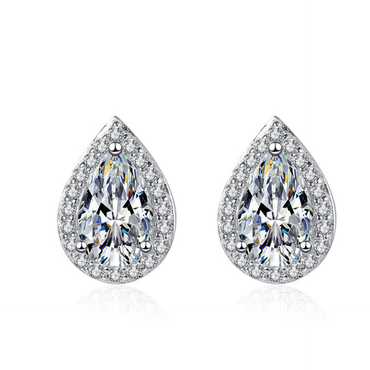 Pear cut Moissanite Earrings in 925 Sterling Silver 1ct 2ct