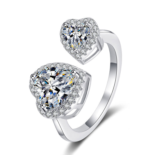 Heart cut Moissanite Ring in 925 Sterling Silver 2.5ct