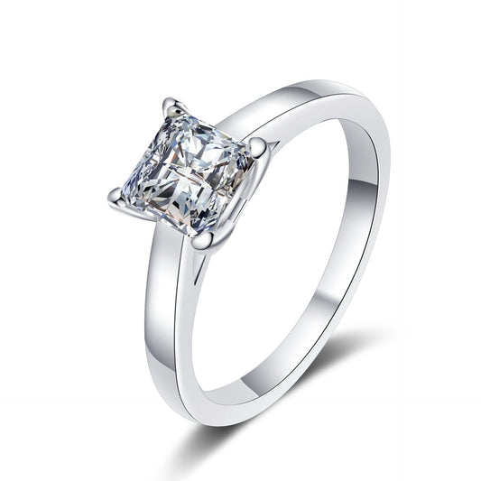 Princess cut Moissanite Ring in 925 Sterling Silver 1ct 2ct