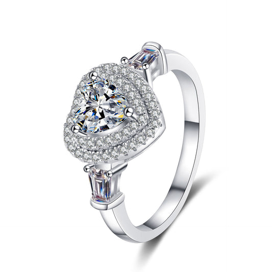 Heart cut Moissanite Ring in 925 Sterling Silver 1ct