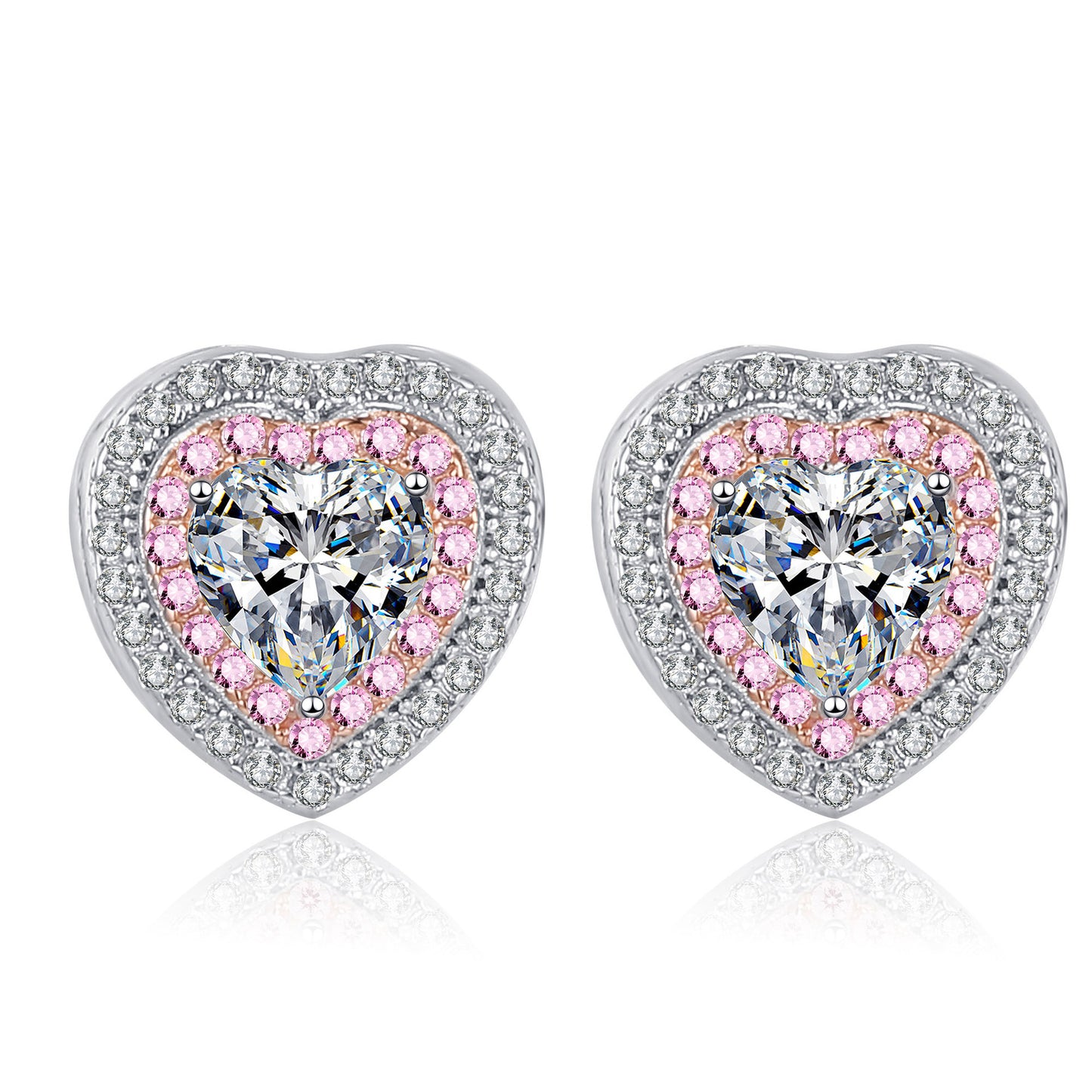 Heart cut Moissanite Earrings in 925 Sterling Silver 1ct