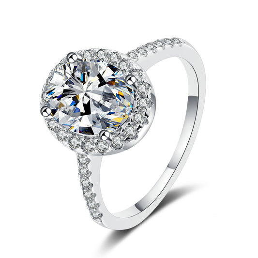 Oval cut Moissanite Ring in 925 Sterling Silver 1ct 2ct