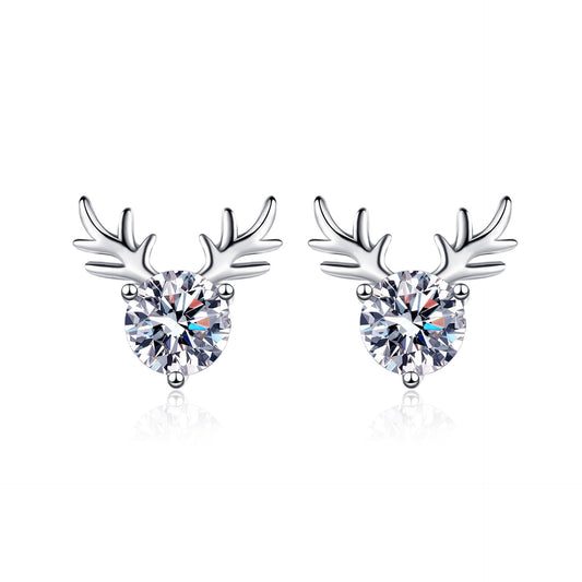 Round cut Moissanite Earrings in 925 Sterling Silver 1ct