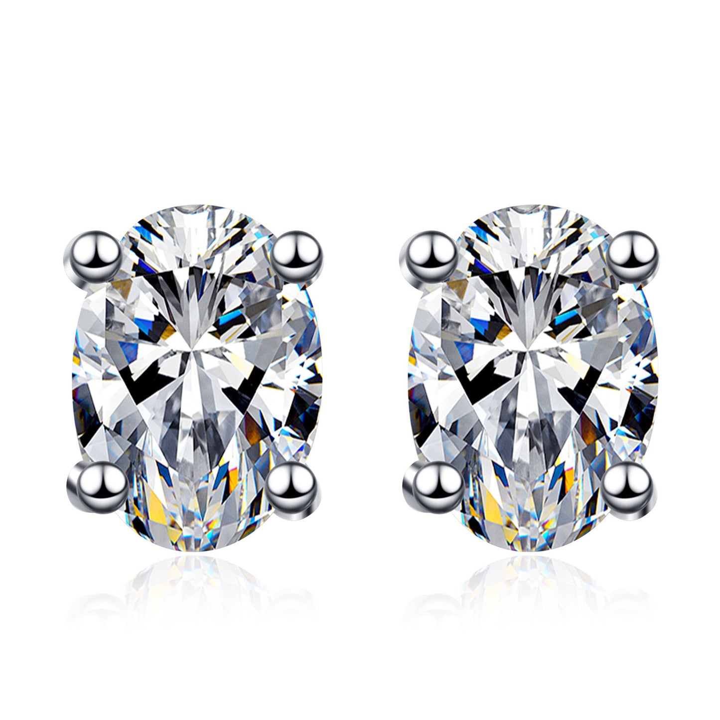 Oval cut Moissanite Earrings in 925 Sterling Silver 1ct 2ct 4ct