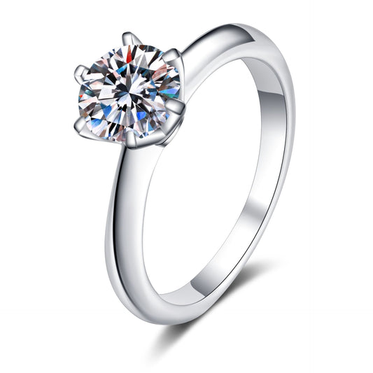 Round cut Moissanite Ring in Sterling Silver 0.5ct 1ct 2ct 3ct 5ct