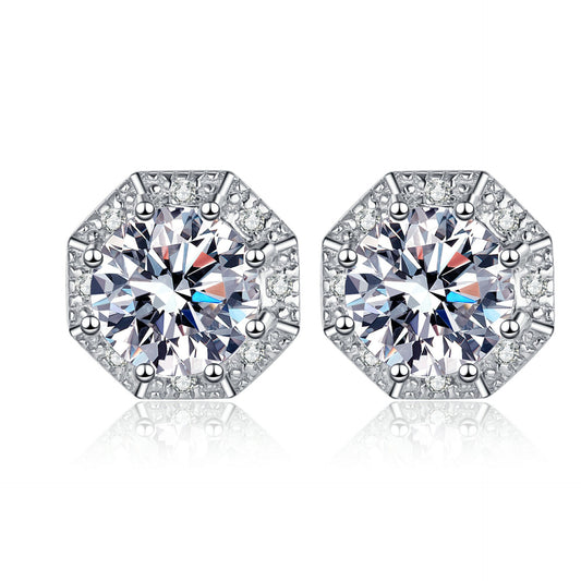 Round cut Moissanite Earrings in 925 Sterling Silver 2ct