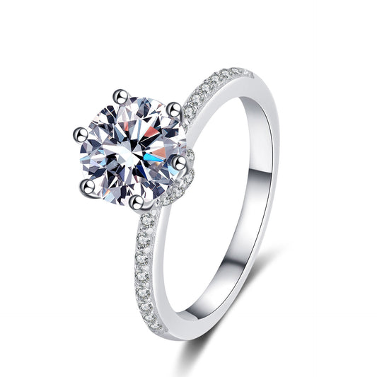 Round cut Moissanite Ring in 925 Sterling Silver 2ct