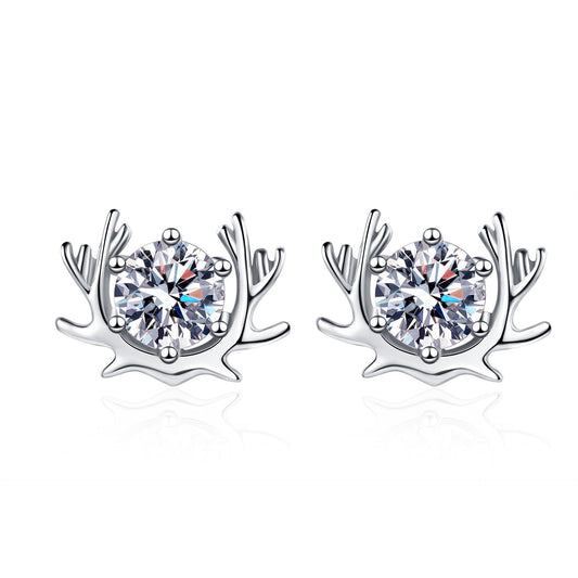 Round cut Moissanite Earrings in 925 Sterling Silver 1ct
