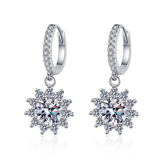 Round cut Moissanite Earrings in 925 Sterling Silver 1ct 2ct