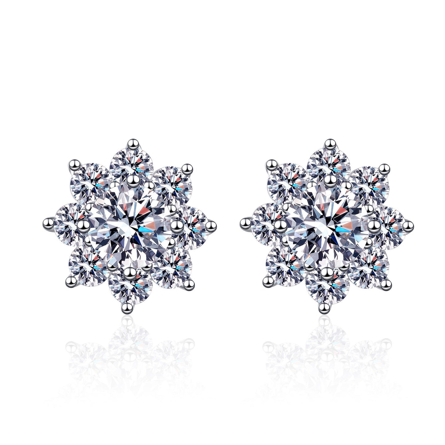 Round cut Moissanite Earrings in 925 Sterling Silver 0.6ct 1ct 2ct