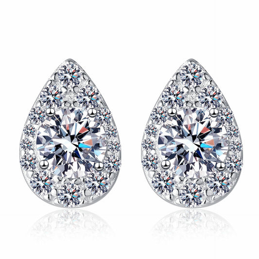 Round cut Moissanite Earrings in 925 Sterling Silver 1ct