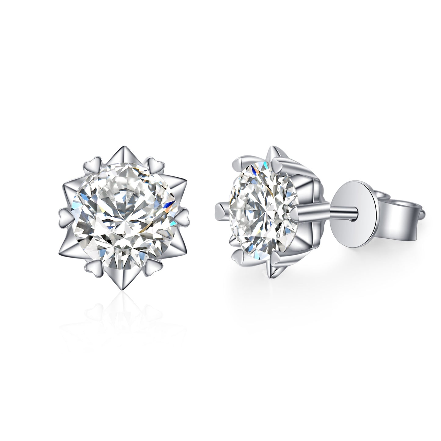 Round cut Moissanite Earrings in 925 Sterling Silver 0.6ct 1ct 2ct 3ct 4ct