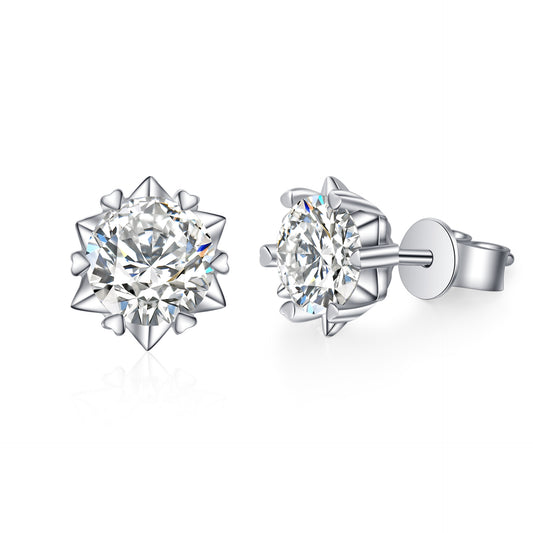 Round cut Moissanite Earrings in 925 Sterling Silver 0.6ct 1ct 2ct 3ct 4ct