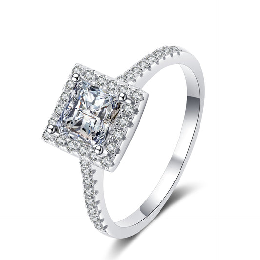 Princess cut Moissanite Ring in 925 Sterling Silver 1ct