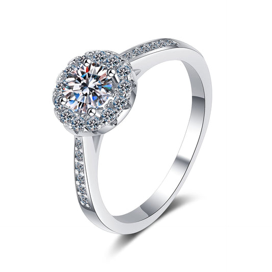 Round cut Moissanite Ring in 925 Sterling Silver 0.3ct 0.5ct 1ct 2ct
