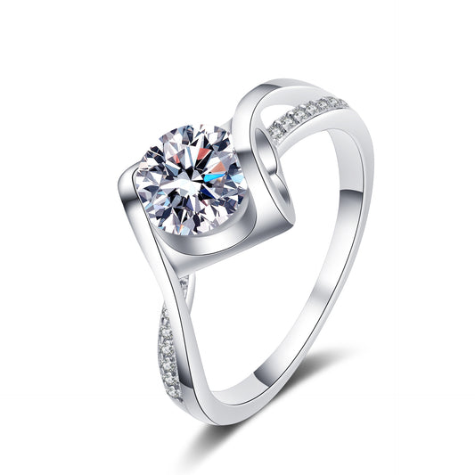 Round cut Moissanite Ring in 925 Sterling Silver 0.5ct 1ct