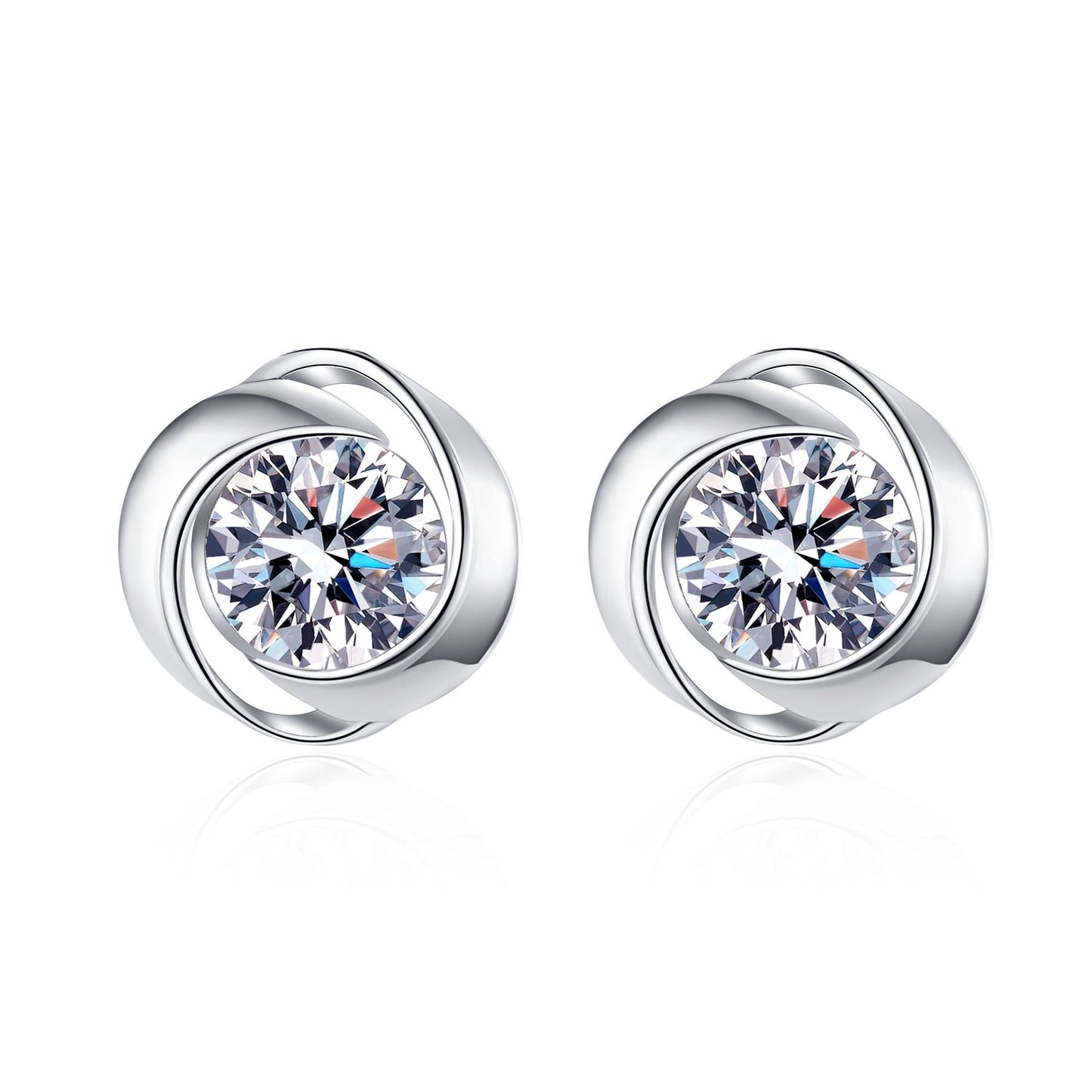 Round cut Moissanite Earrings in 925 Sterling Silver 0.6ct 1ct
