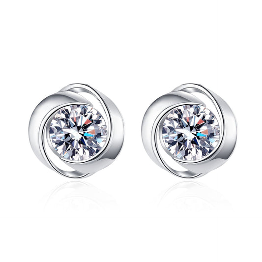 Round cut Moissanite Earrings in 925 Sterling Silver 0.6ct 1ct
