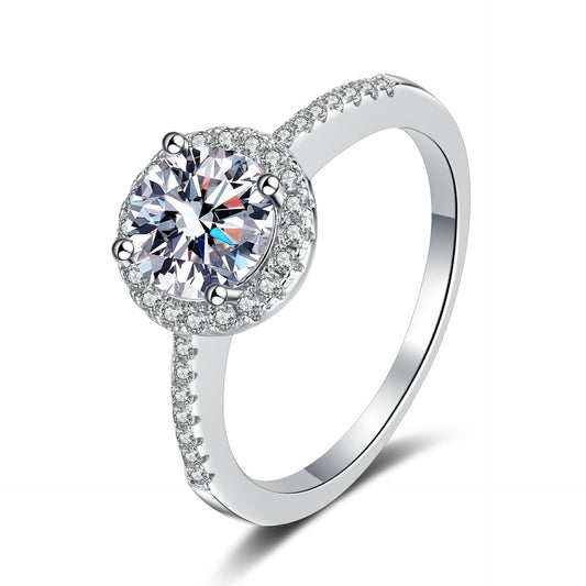Round cut Moissanite Ring in 925 Sterling Silver 0.5ct 1ct 2ct