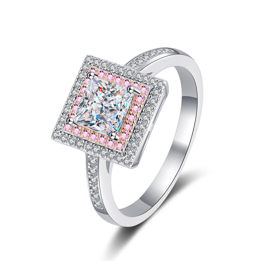 Princess cut Moissanite Ring in 925 Sterling Silver 1ct