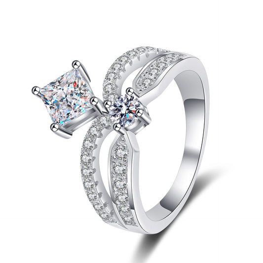 Princess cut Moissanite Ring in 925 Sterling Silver 1ct