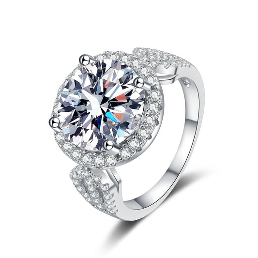 Round cut Moissanite Ring in 925 Sterling Silver 5ct