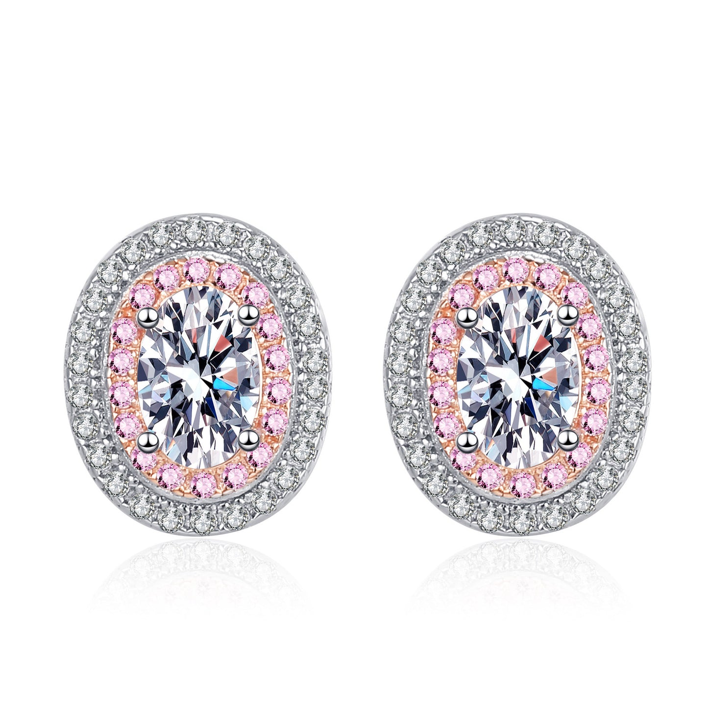 Oval cut Moissanite Earrings in 925 Sterling Silver 1ct