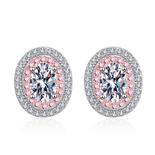Oval cut Moissanite Earrings in 925 Sterling Silver 1ct