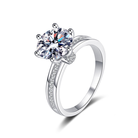 Round cut Moissanite Ring in 925 Sterling Silver 3ct