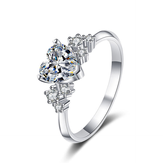 Heart cut Moissanite Ring in 925 Sterling Silver 1ct