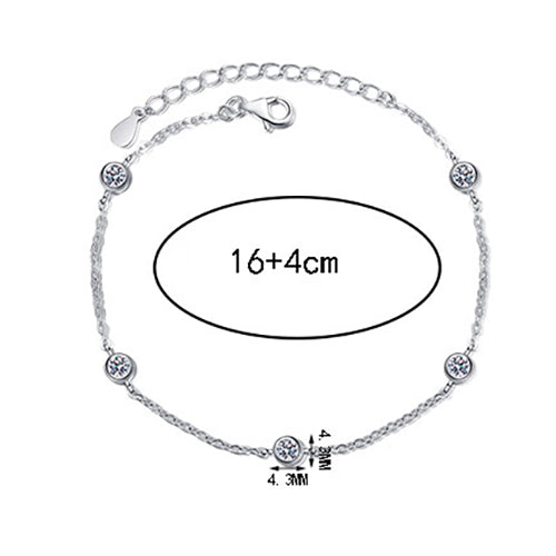Moissanite Bracelets in 925 Sterling Silver 0.5ct 16+4cm