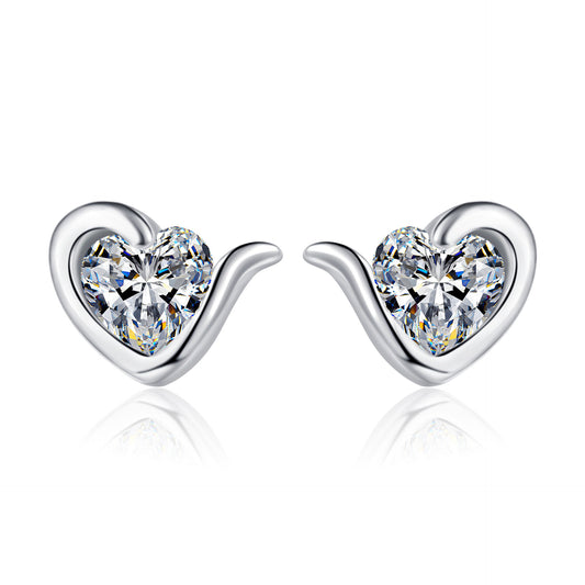 Heart cut Moissanite Earrings in 925 Sterling Silver 0.6ct
