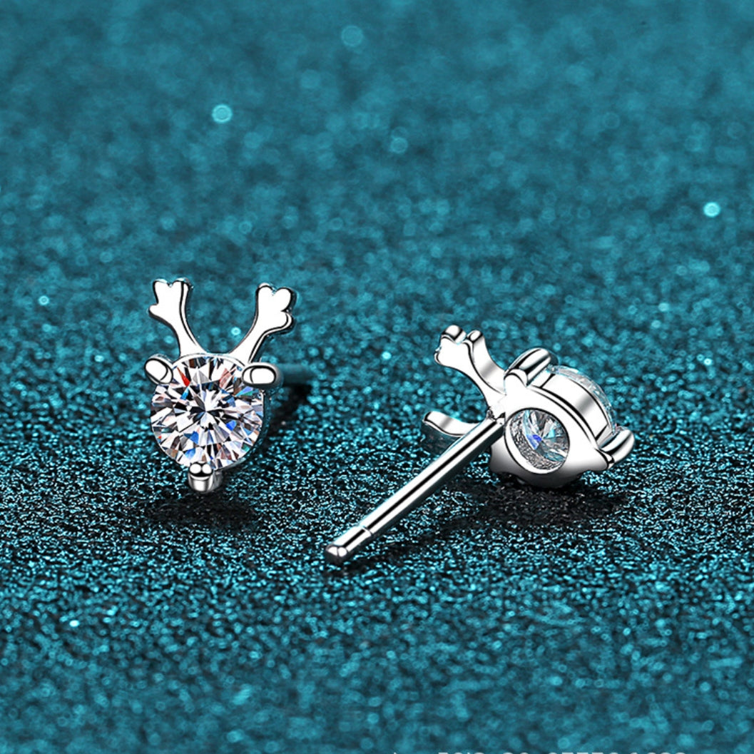 Round cut Moissanite Earrings in 925 Sterling Silver 0.6ct