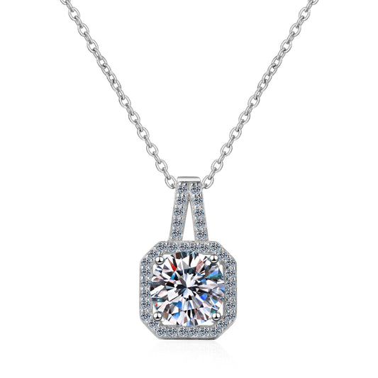 Moissanite Necklaces in 925 Sterling Silver 0.5ct 1ct 2ct
