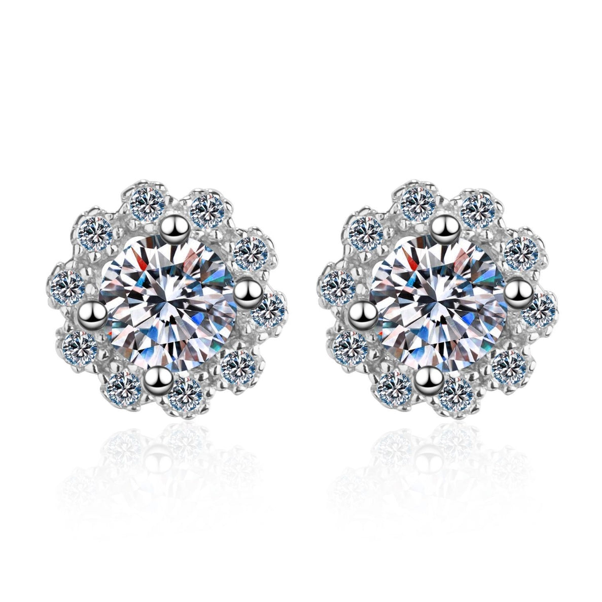 Round cut Moissanite Earrings in 925 Sterling Silver 0.6ct 1ct